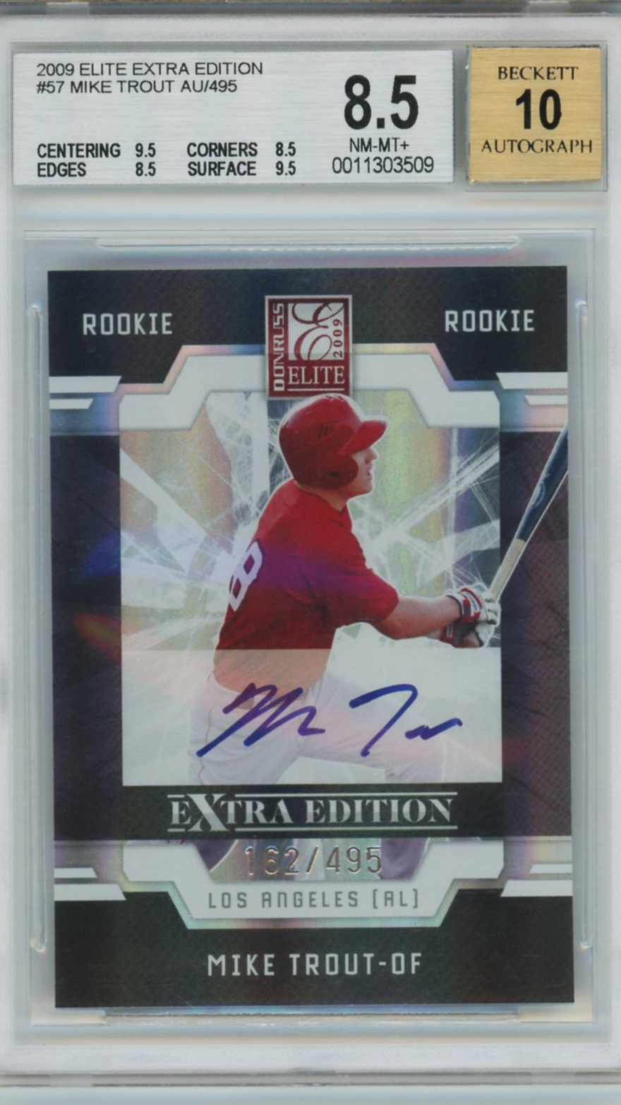 2009 Elite Extra Edition Mike Trout Rookie Auto #57 BGS 8.5