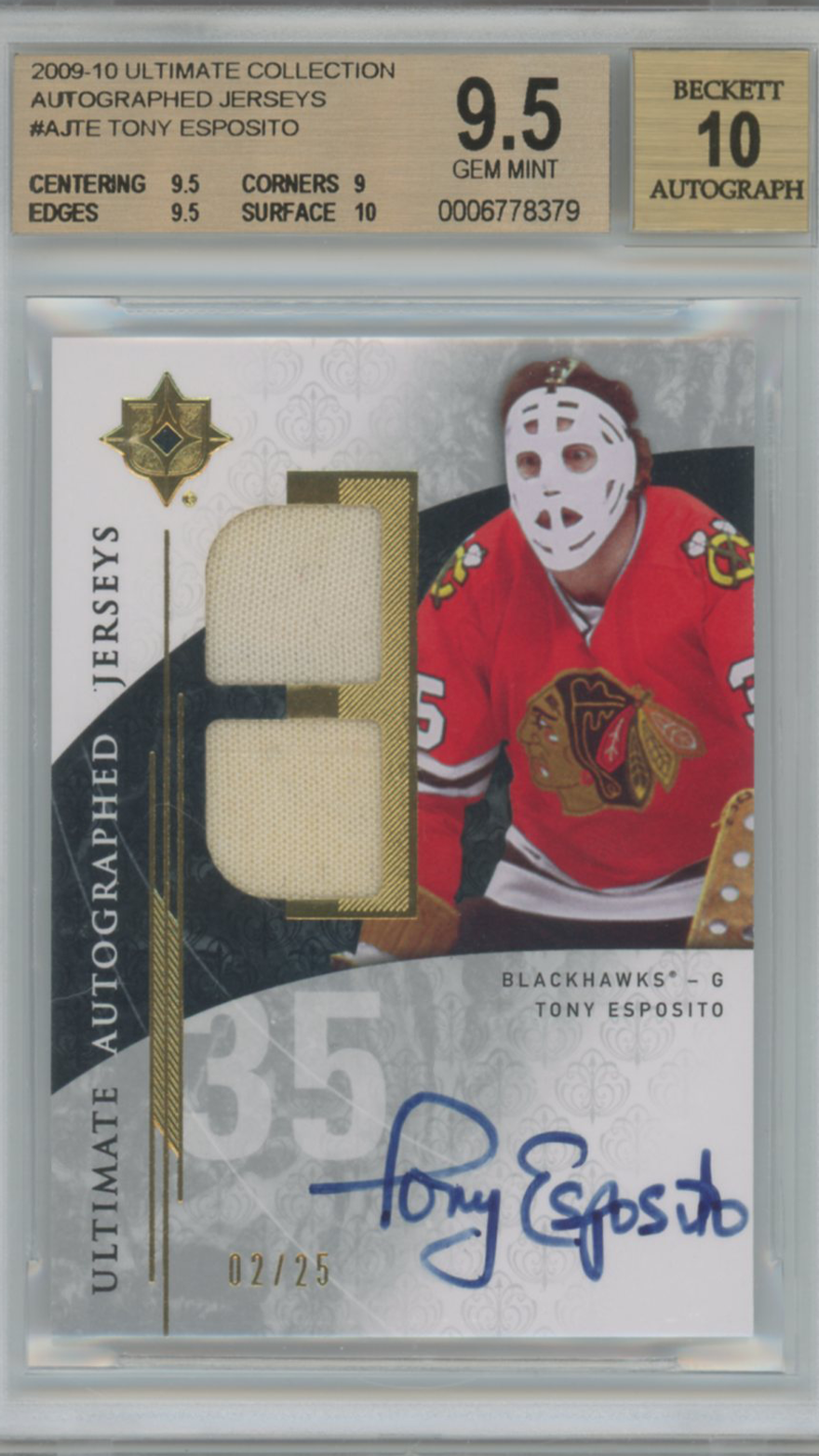 2009 Ultimate Collection Tony Esposito Auto #AJTE BGS 9.5