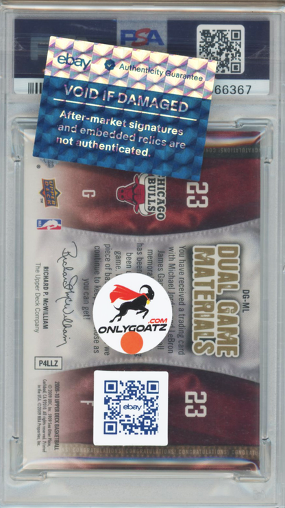 2009 Upper Deck M. Jordan/L. James Dual Game Mat. - Gold #DG-ML PSA 7