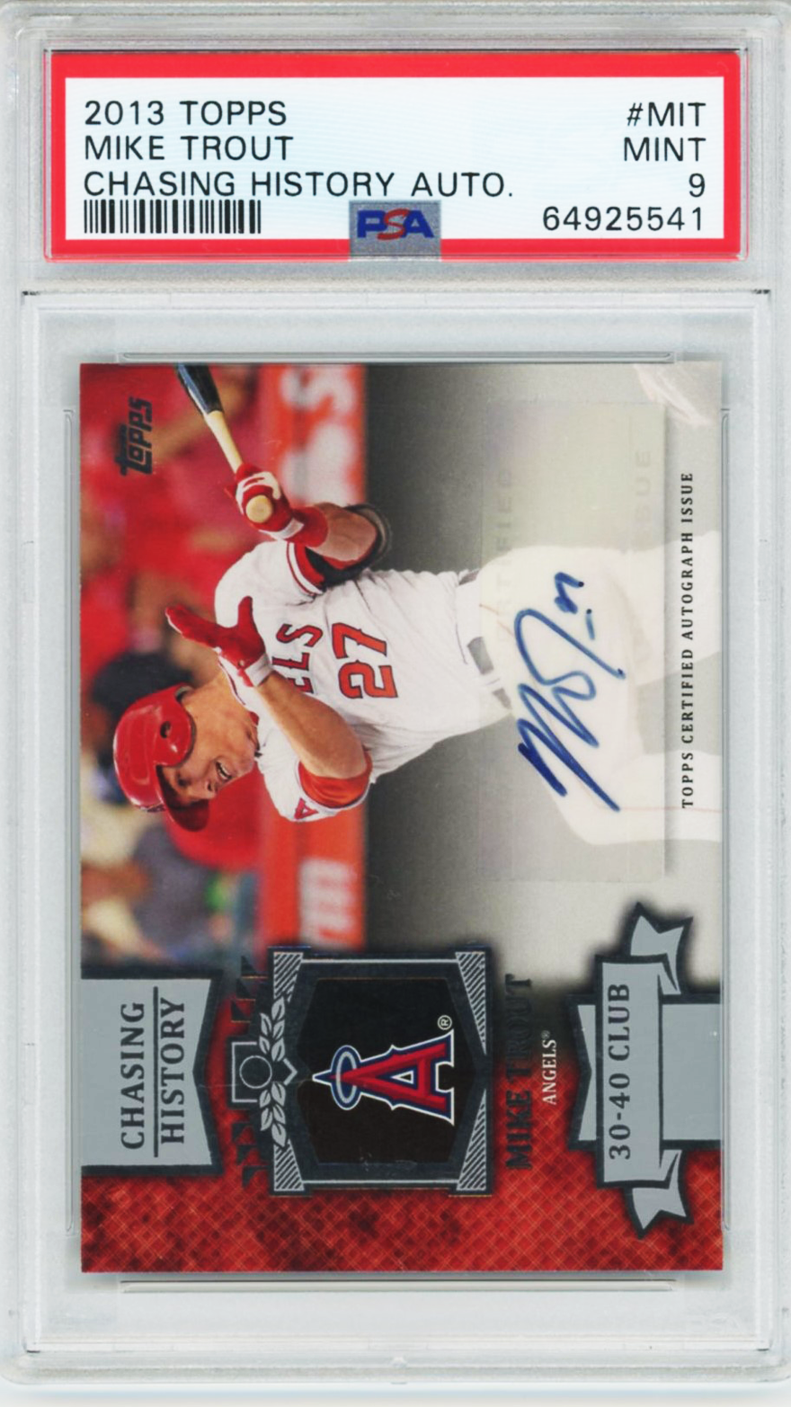 2013 Topps Mike Trout Chasing History Auto #MIT PSA 9