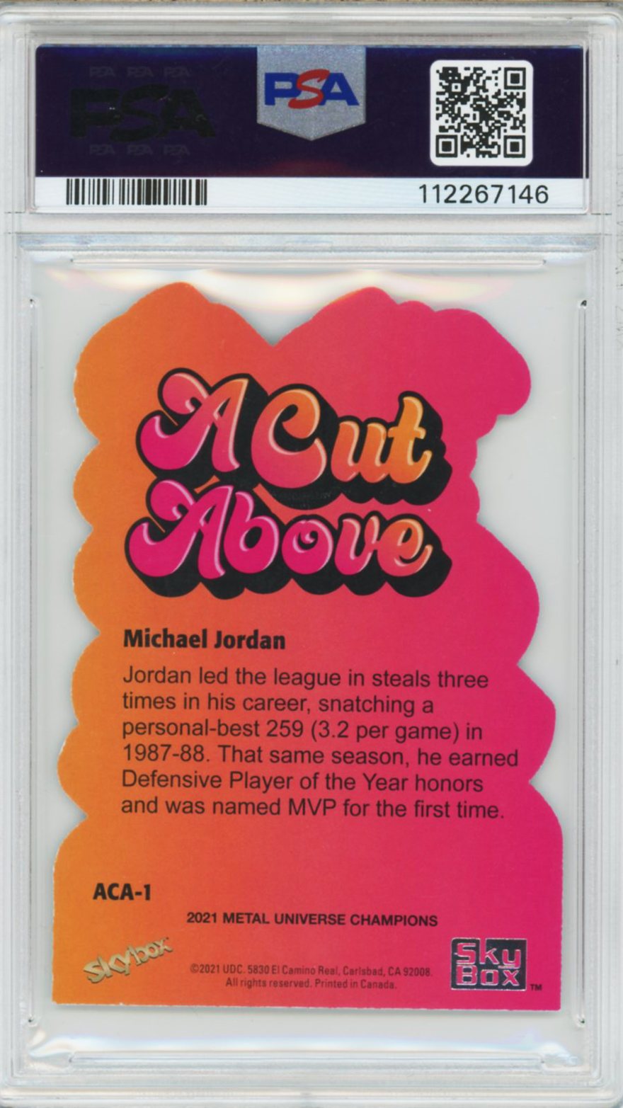 2021 Metal Universe Champ. A Cut Above Above Die-Cut Michael Jordan #ACA1 PSA 8