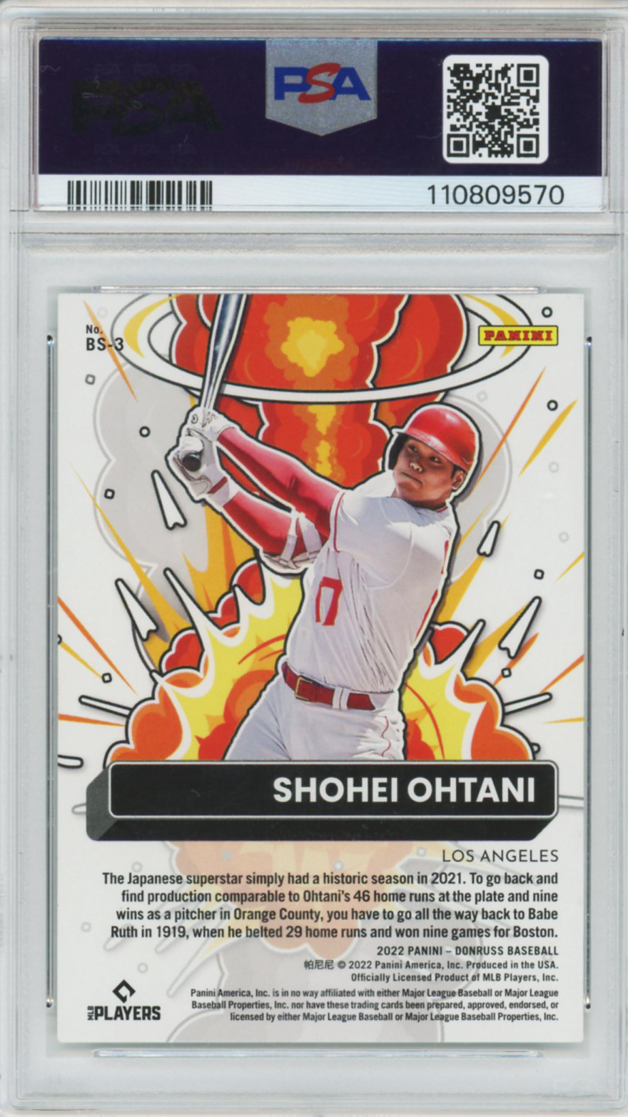 2022 Donruss Shohei Ohtani Bomb Squad-Diamond #BS3 PSA 10