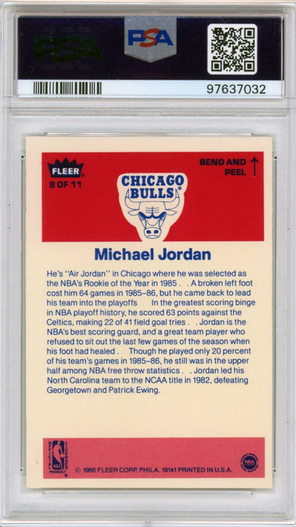 1986 Michael Jordan Fleer Sticker PSA 6