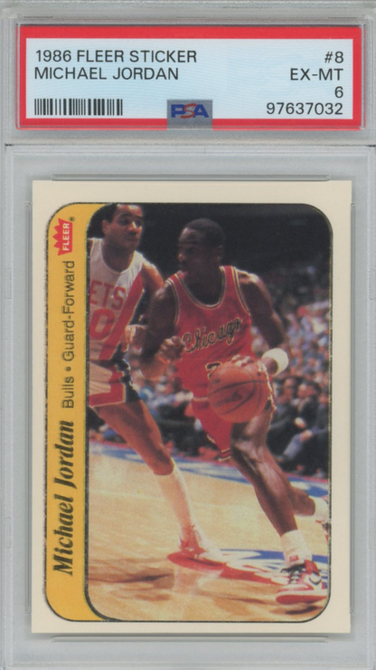 1986 Michael Jordan Fleer Sticker PSA 6