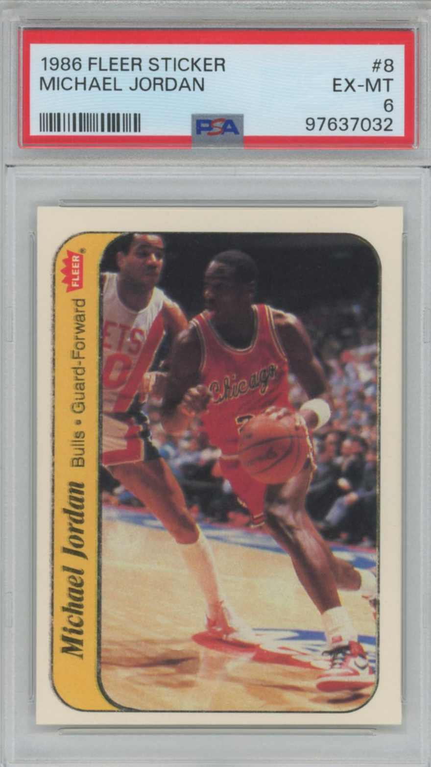 1986 Michael Jordan Fleer Sticker PSA 6